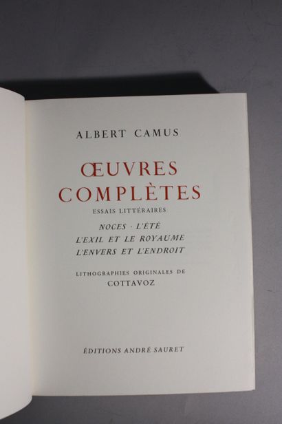 CAMUS (Albert). Complete Works. 
Paris, André...
