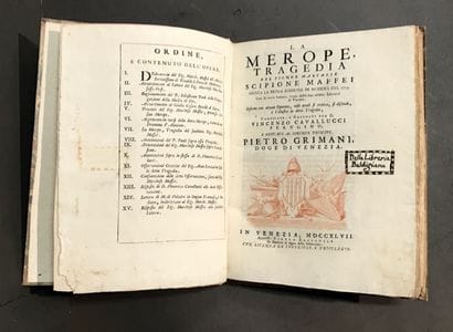 MAFFEI (Scipione). *La Merope*, Tragedy....