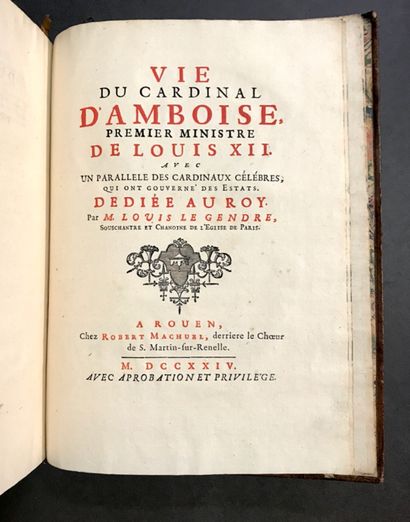 LE GENDRE (Louis) (1655–1733). Life of Cardinal...