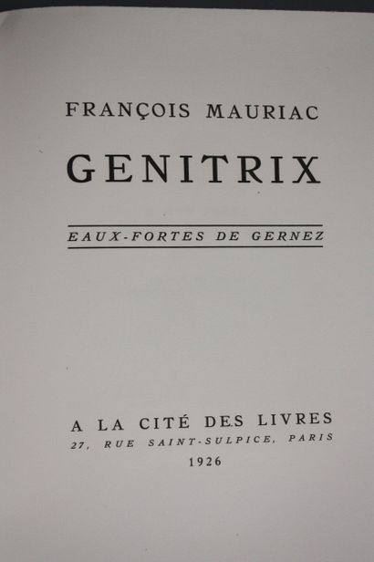 MAURIAC (F.). Genitrix. Eaux-fortes by Gernez....
