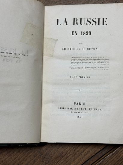 CUSTINE (A.-L.-L., Marquis de). Russia in...