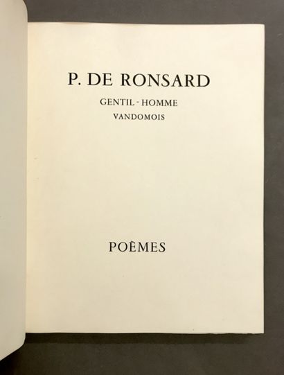 RONSARD (Pierre de) - [FRIESZ]. Poems. 
Paris,...