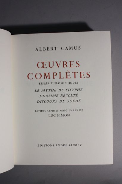 CAMUS (Albert). Complete Works. 
Paris, André...