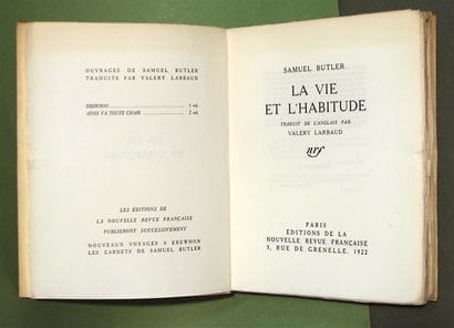 BUTLER (Samuel) and Valery LARBAUD: 3 titles....
