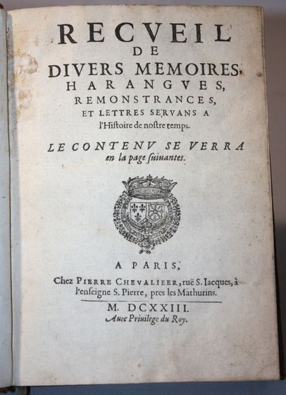 RECUEIL DE DIVERS MEMOIRES, harangues, remontrances,...