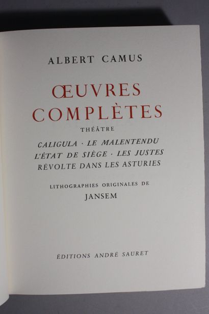 CAMUS (Albert). Complete Works. 
Paris, André...