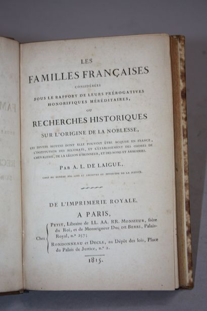 DE LAIGUE. Les familles françaises considérées...