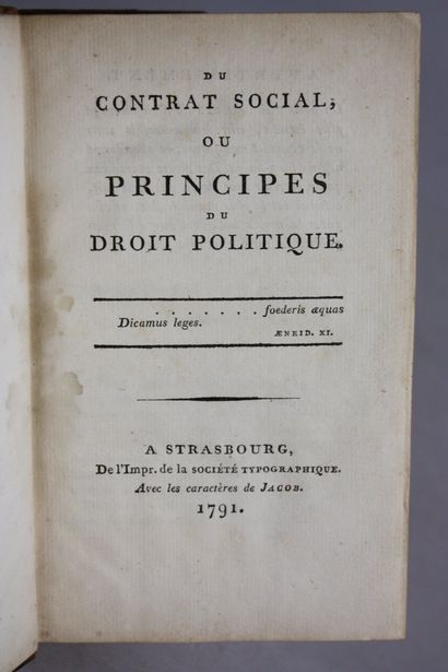 ROUSSEAU (J.-J.). Du contrat social ou principes...