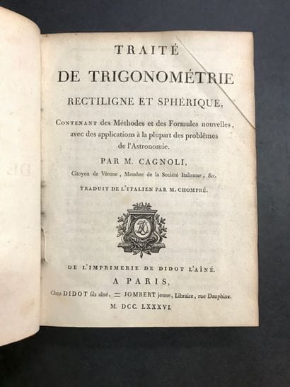 CAGNOLI (Antoine) (1743–1816). Treatise on...