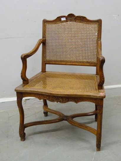Fauteuil à entretoise à fond de canne en...
