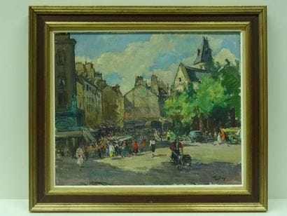 PONTOY Rue Mouffetard à Paris, Hst, 38 x...