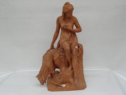 Sculpture en terre cuite représentant une...