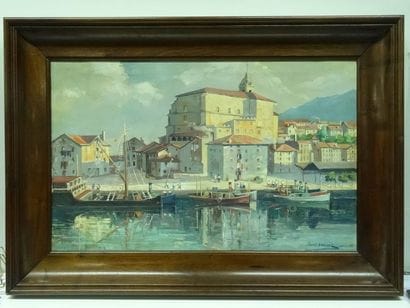 APELLANIZ Jésus Vue de Port d'Orio, Hst sbd...
