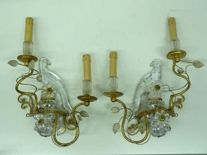 Paire d'appliques à 2 bras de lumière de...