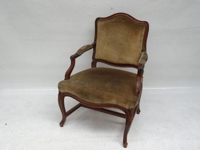 Large fauteuil à dossier plat en bois naturel...