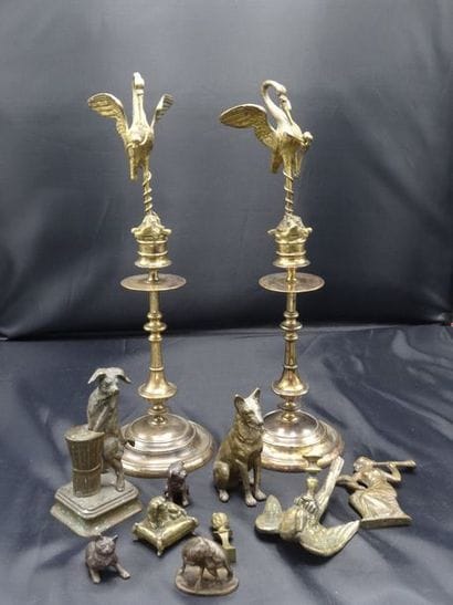 Lot de 11 petits bronzes anciens représentant...