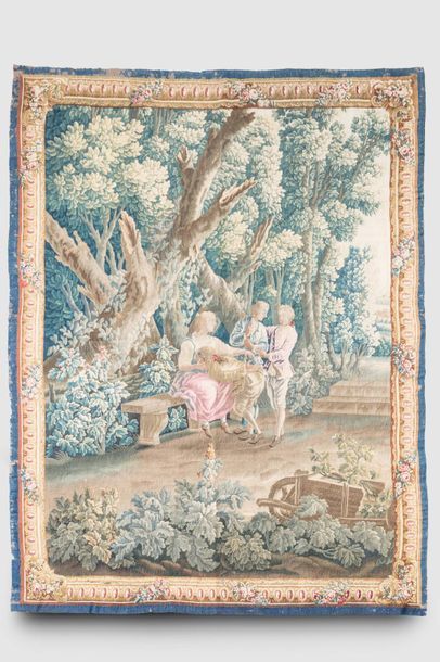 Tapisserie représentant une scène galante....