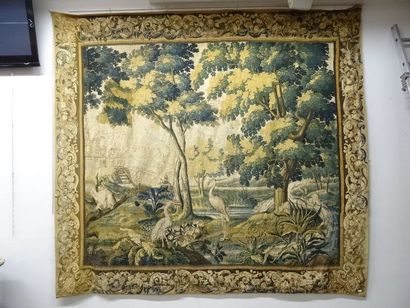 Tapisserie Aubusson à décor d'échassier sur...