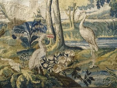 Tapisserie Aubusson à décor d'échassier sur...
