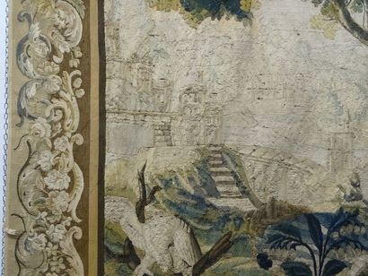 Tapisserie Aubusson à décor d'échassier sur...
