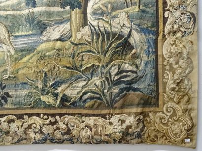Tapisserie Aubusson à décor d'échassier sur...