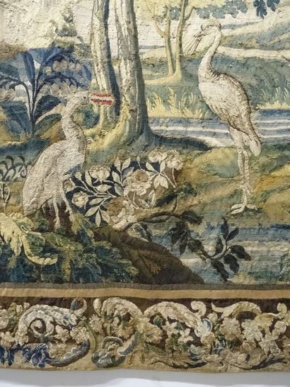 Tapisserie Aubusson à décor d'échassier sur...