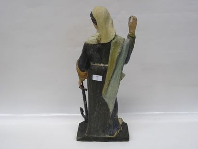 Sculpture en bois polychrome représentant...
