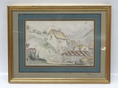 Aquarelle, Nouveau bain au Mont Dore, haut...