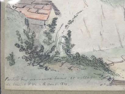 Aquarelle, Nouveau bain au Mont Dore, haut...