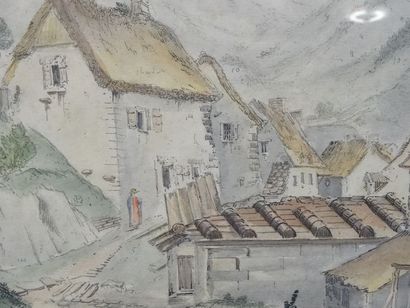 Aquarelle, Nouveau bain au Mont Dore, haut...