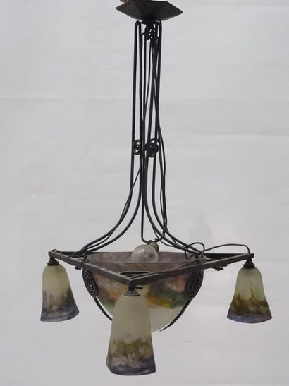 Lustre en verre 1920 Muller