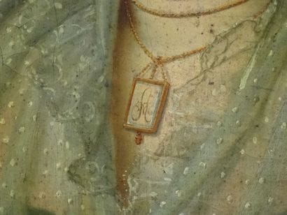 Ecole du début du XIXe siècle, Femme à l'étoffe...