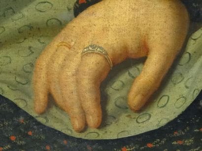 Ecole du début du XIXe siècle, Femme à l'étoffe...