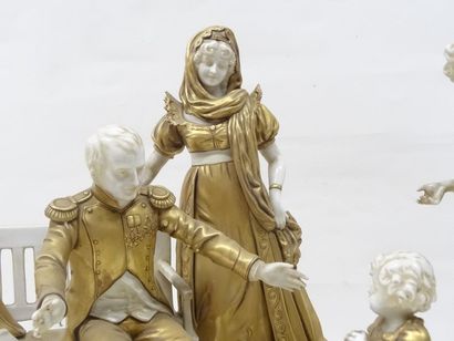 Scène d'intérieur en porcelaine représentant...