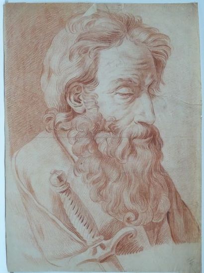 Portrait d'homme à l'épée, sanguine et crayon...