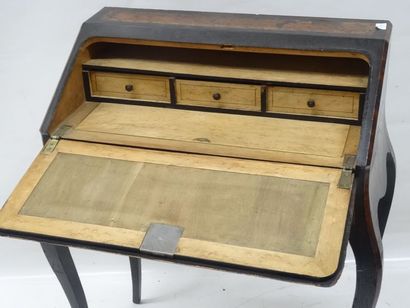 Bureau de pente en placage de loupe, bois...