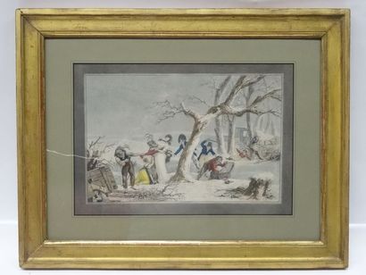 Gravure en couleurs du début du XIXe siècle,...