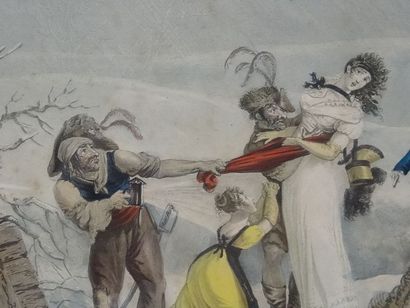 Gravure en couleurs du début du XIXe siècle,...