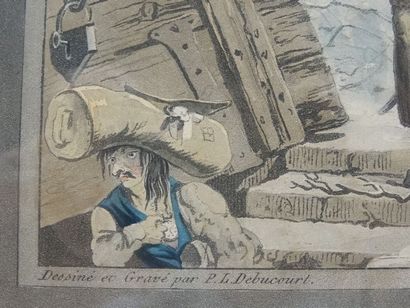 Gravure en couleurs du début du XIXe siècle,...