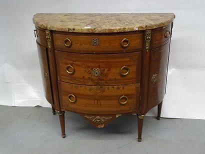 Commode demi-lune en bois de placage ouvrant...