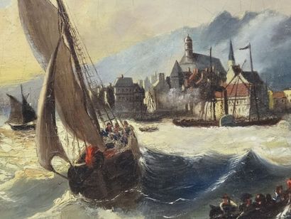 Ecole du milieu du XIXe siècle, voiliers...