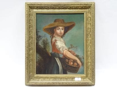 Jeune fille à la corbeille, Hst, 39 x 30...