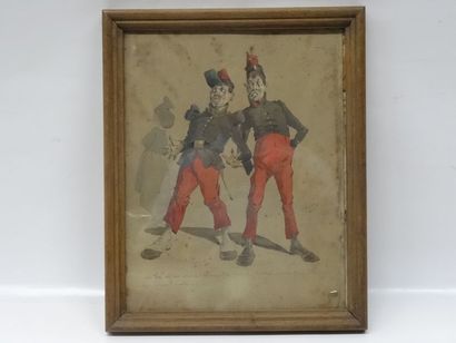 Dessin humoristique gouaché, fin du XIXe...