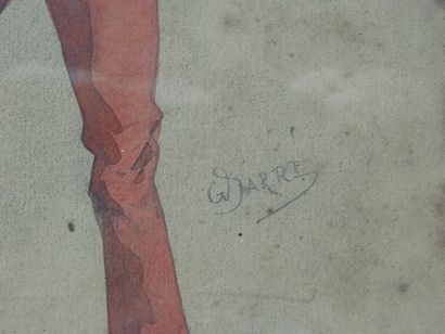 Dessin humoristique gouaché, fin du XIXe...