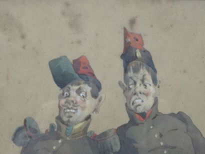 Dessin humoristique gouaché, fin du XIXe...
