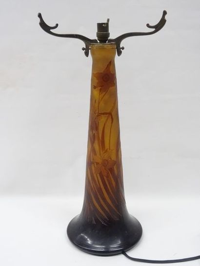 GALLE Emile Grand pied de lampe en verre...
