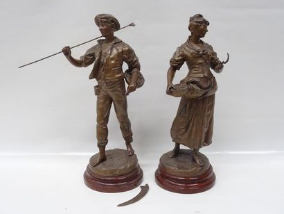 L'AVERGNE Couple de paysans, 2 régules représentant...