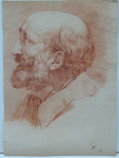 Portrait d'homme barbu regardant à gauche,...