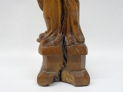 Vierge à l'enfant en bois sculpté. XVIIIe...