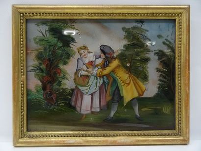 2 fixés sous verre, XIXe siècle, 18 x 23...